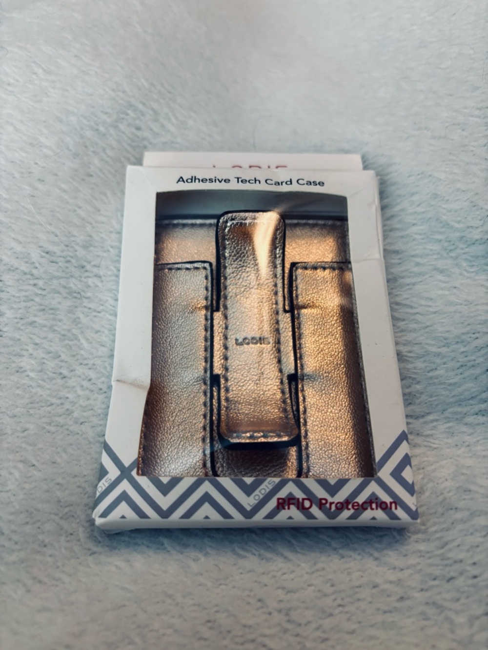 Lodis Genuine Leather Metallic Rose Gold Adhesive Tech Card Case